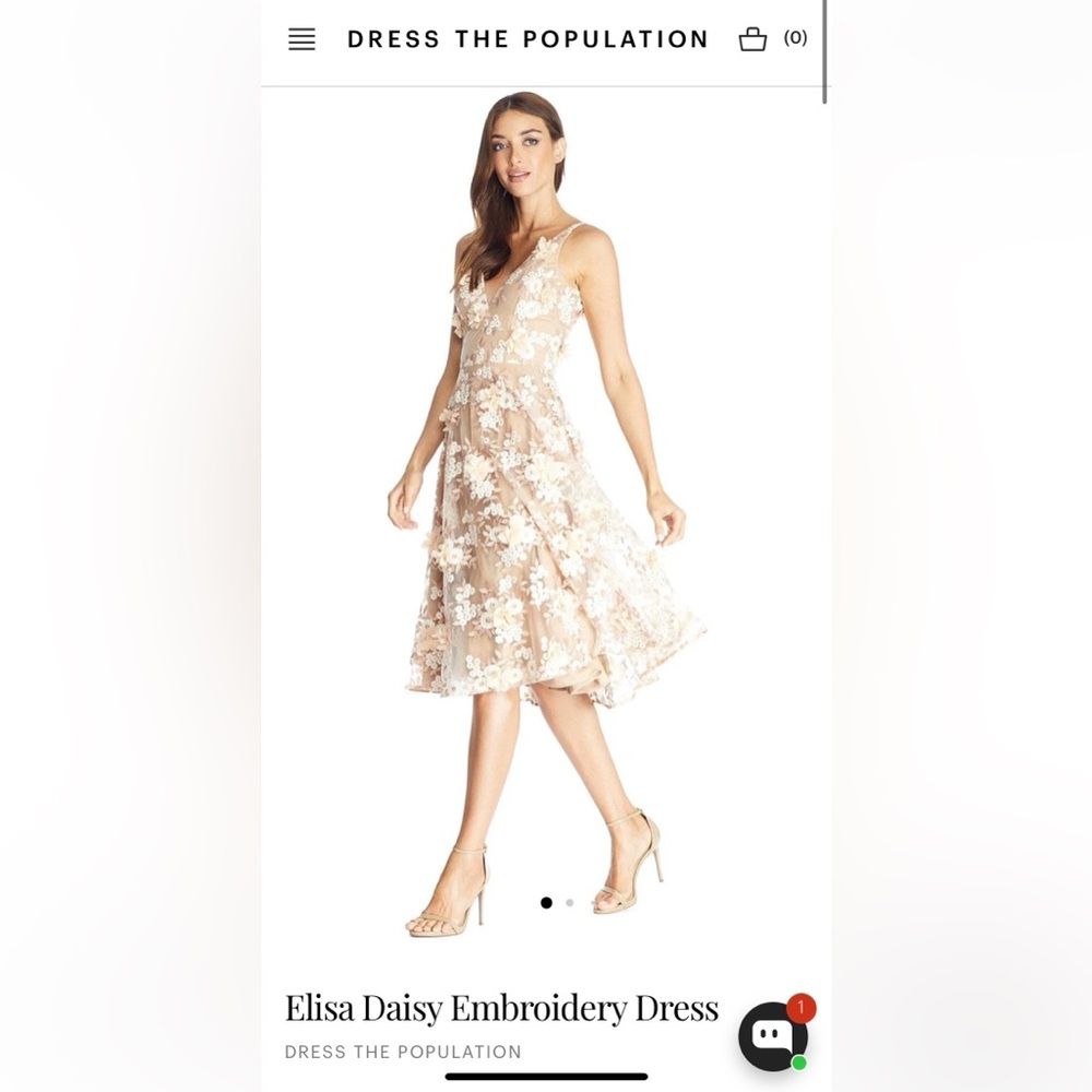 Dress the Population Elisa Daisy Embroidered Midi Dress